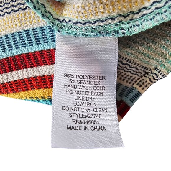 Monteau Striped Open Shoulder Top With Ruffled Sleeves size Large - Picture 12 of 13